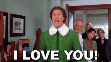 gif of buddy the elf yelling &quot;I love you&quot;