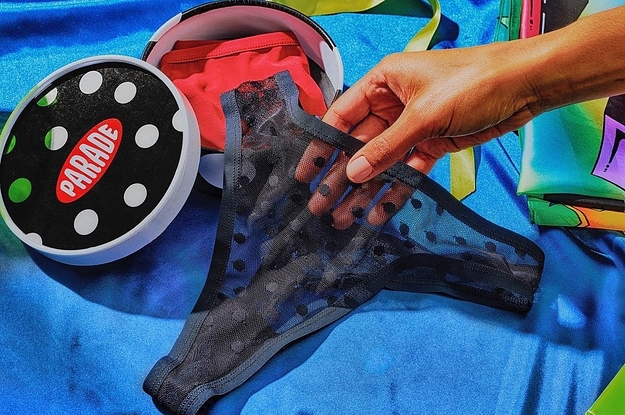 black mesh thong with dotted detailing
