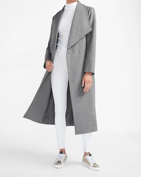 a gray wool long coat 