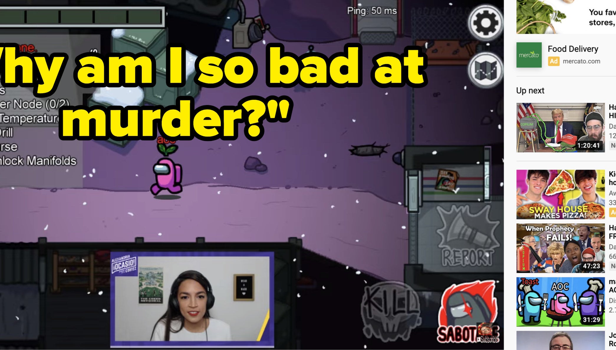 AOC says, Why am I so bad at murder? while playing
