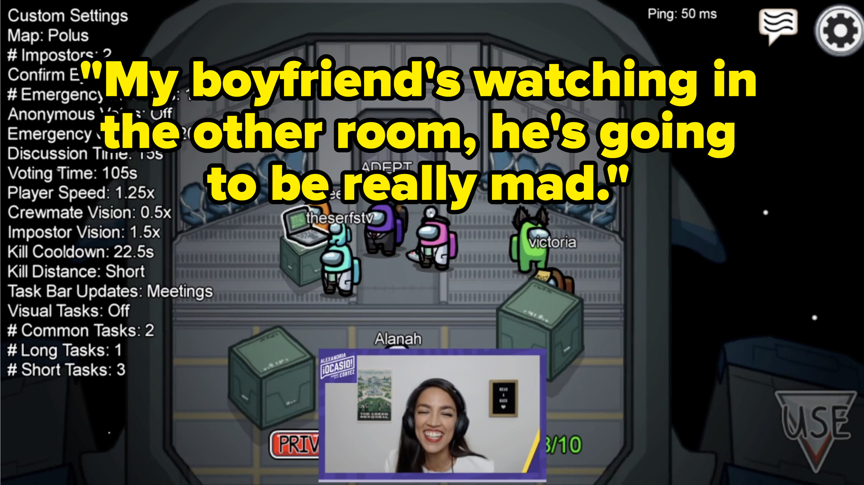 AOC says her boyfriend is watching in the other room