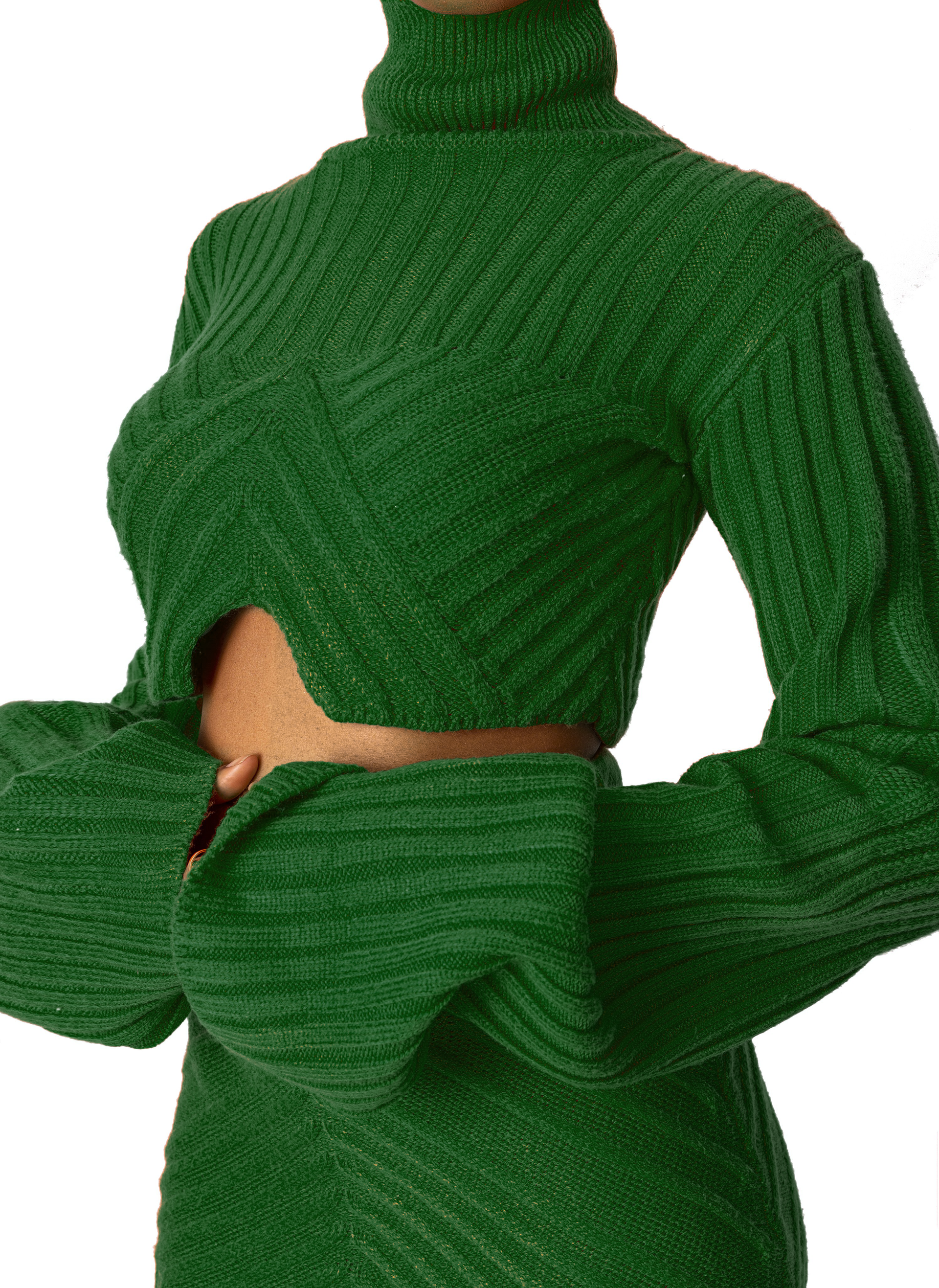 A model wearing the Sia Crop Sweater