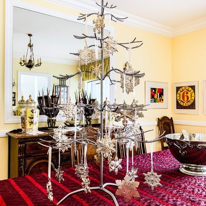 The silver ornament tabletop tree