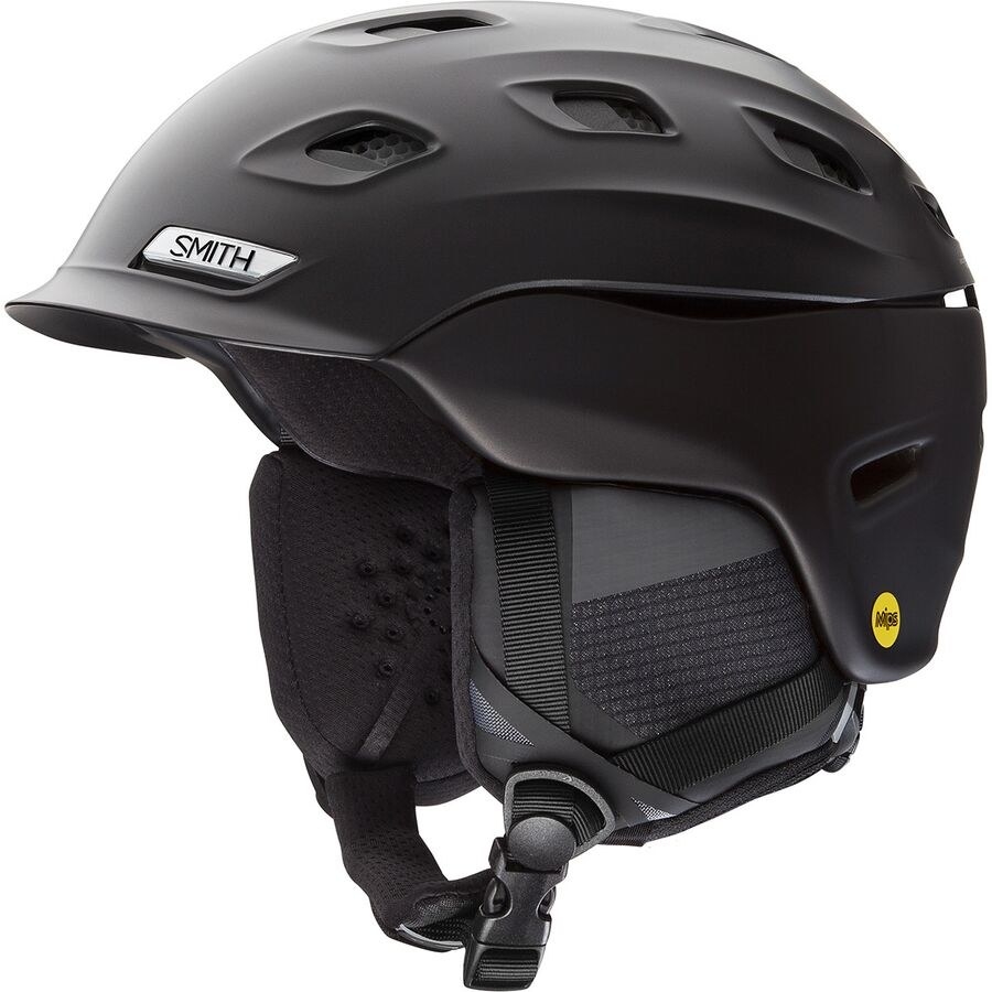 black snowboarding helmet with ear covers