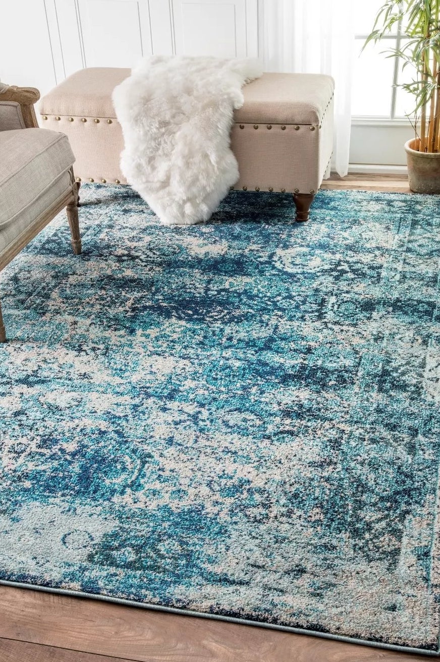 The area rug in blue