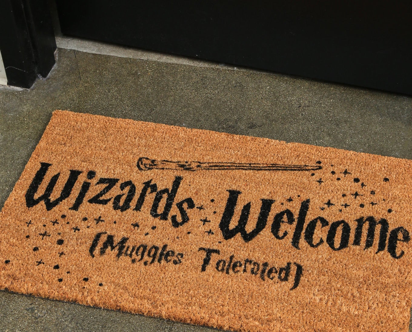 the mat with text &quot;Wizards Welcome (Muggles Tolerated)&quot; 