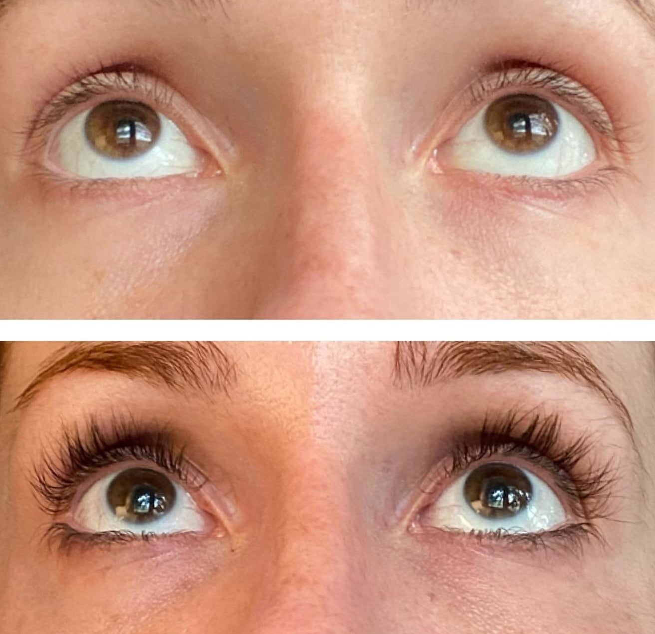 Reviewer&#x27;s lashes before and after using product