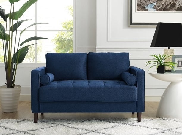 A blue loveseat for small spaces