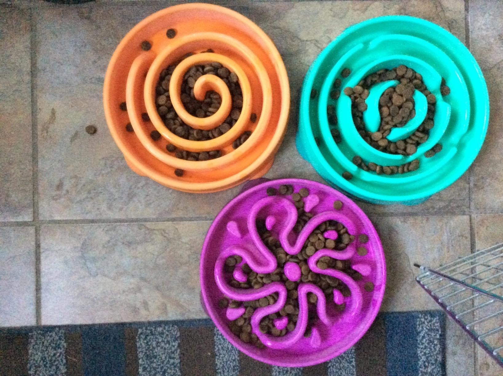 Three styles of bowls—flower, spiral, and maze