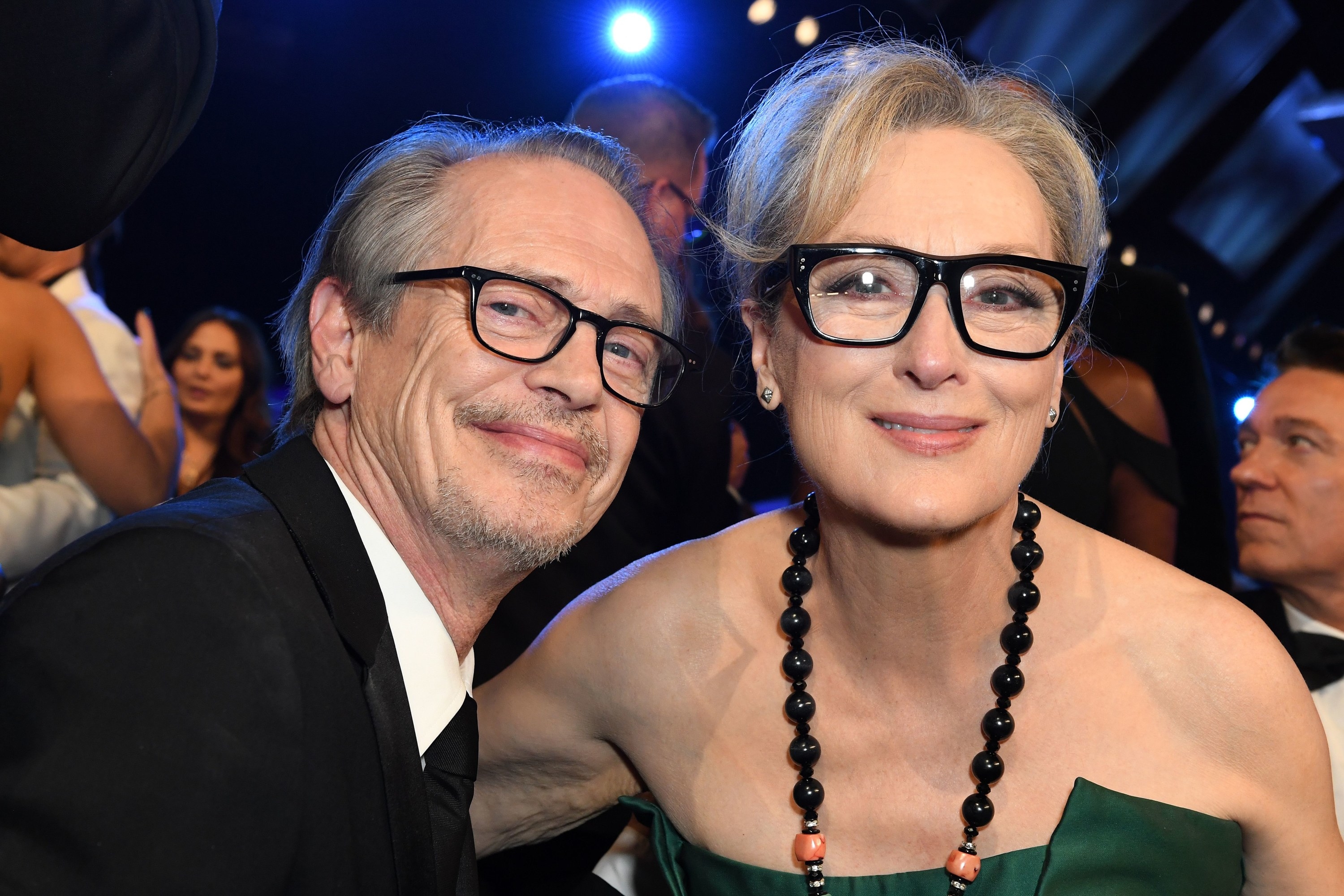 US actors Steve Buscemi (L) and US actress Meryl Streep attend 