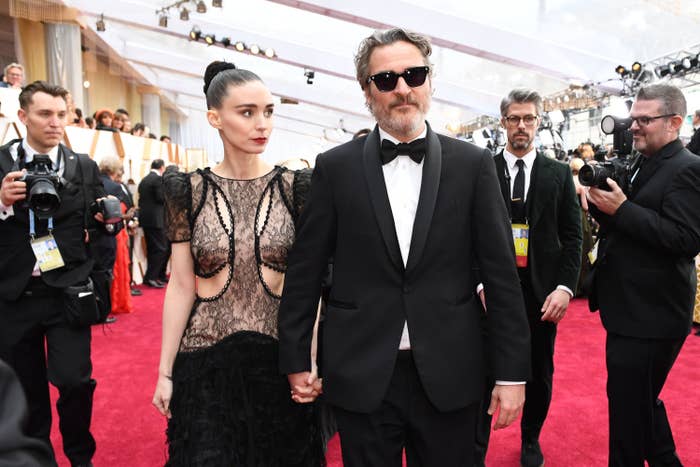 Joaquin Phoenix and Rooney Mara arrive for the 92nd Oscars at the Dolby Theatre in Hollywood, California on February 9, 2020. 