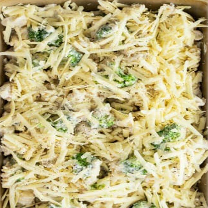 Chicken, cheese, and broccoli for casserole.