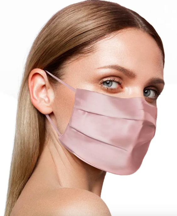 A model wearing the slip face mask. 