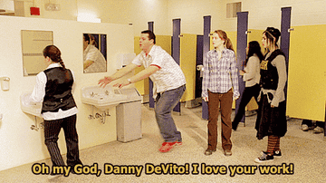 Danny chases a classmate, saying &quot;Oh my god, Danny DeVito! I love your work!&quot;