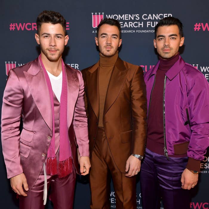 Nick, Kevin, and Joe Jonas at the Women's Cancer Research Fund event in 2020
