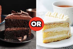 Chocolate cake or vanilla cake