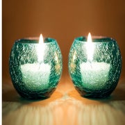 Blue candle holders.