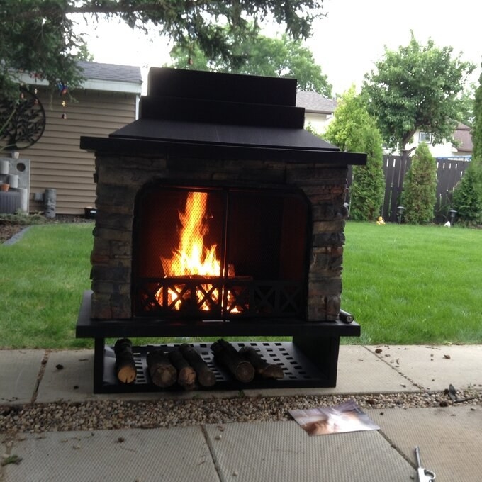 The outdoor fireplace