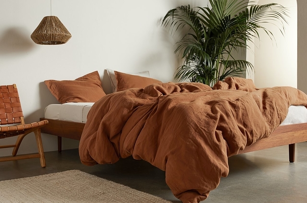 a burnt orange bedding set