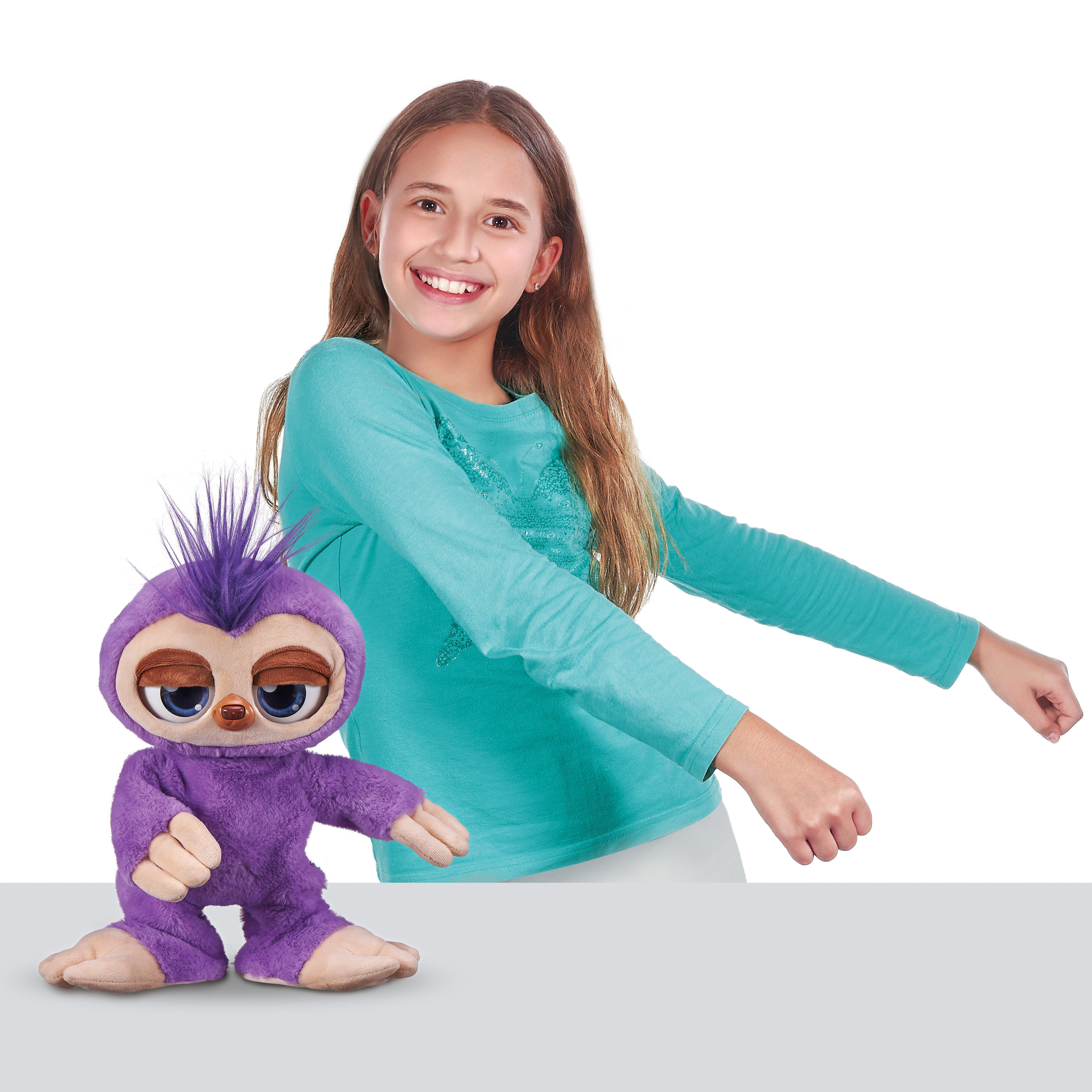 child flossing while a purple flossing doll dances and moves