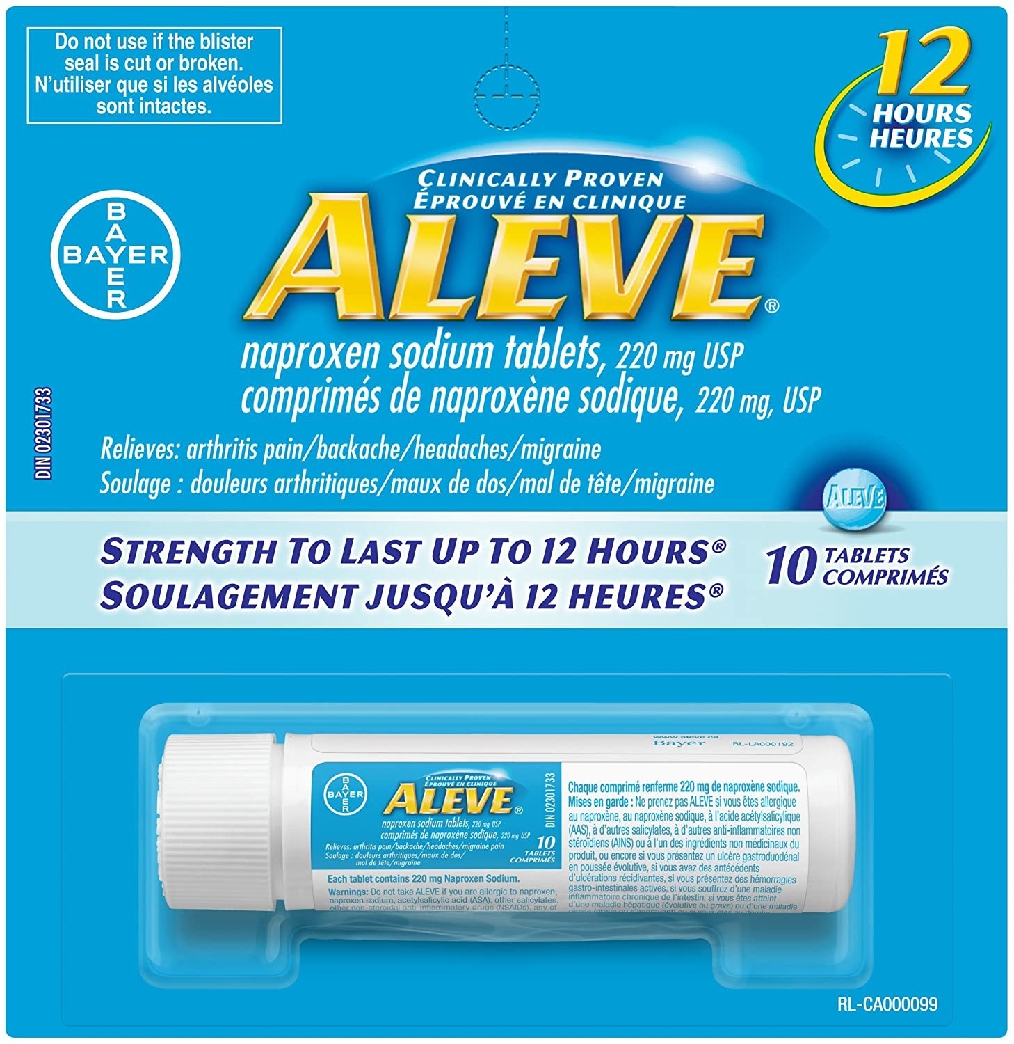 The travel bottle of naproxen in its package