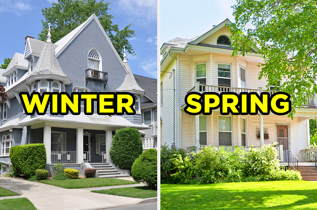 On the left, a Victorian-style home with a wraparound porch labeled