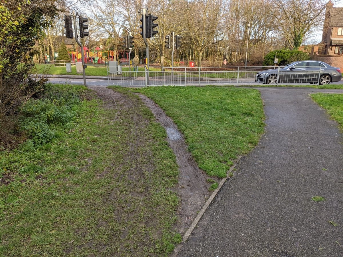 mud line to the left of a path