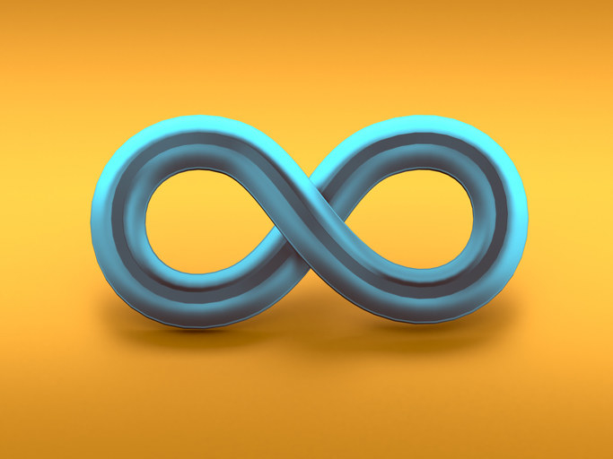 infinite symbol in 3d on orange background