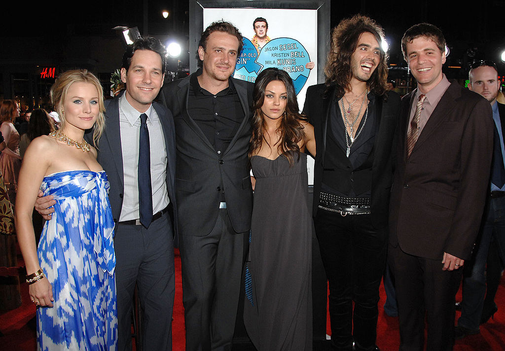 Actress Kristen Bell, actor Paul Rudd, writer/actor Jason Segel, actress Mila Kunis, actor Russell Brand, and director Nicholas Stoller attend Universal Pictures&#x27; World Premiere of &quot;Forgetting Sarah Marshall&quot;