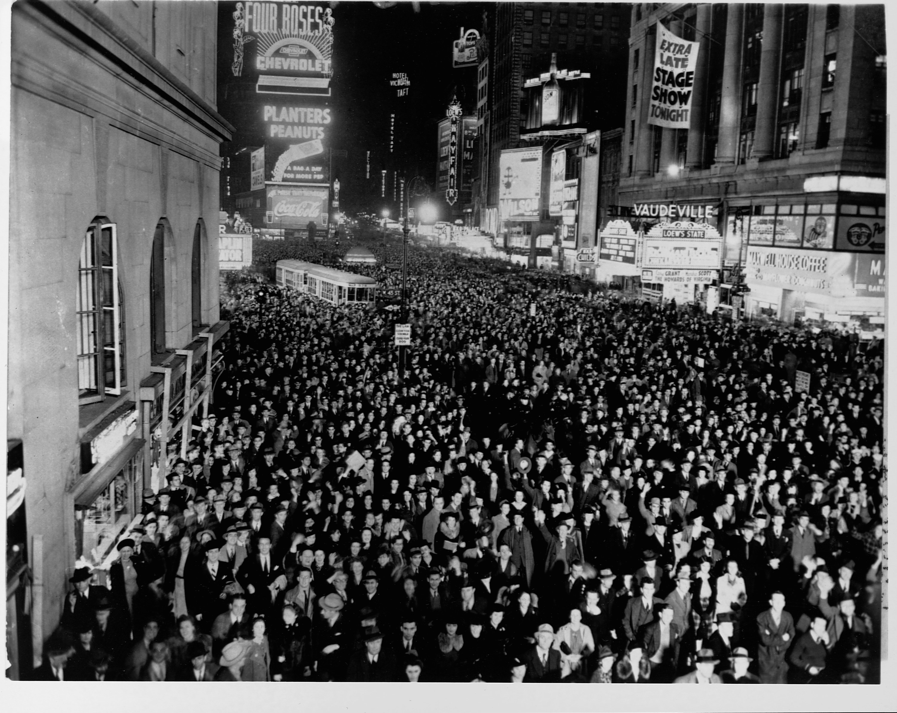 Large crowd of people in Times Square