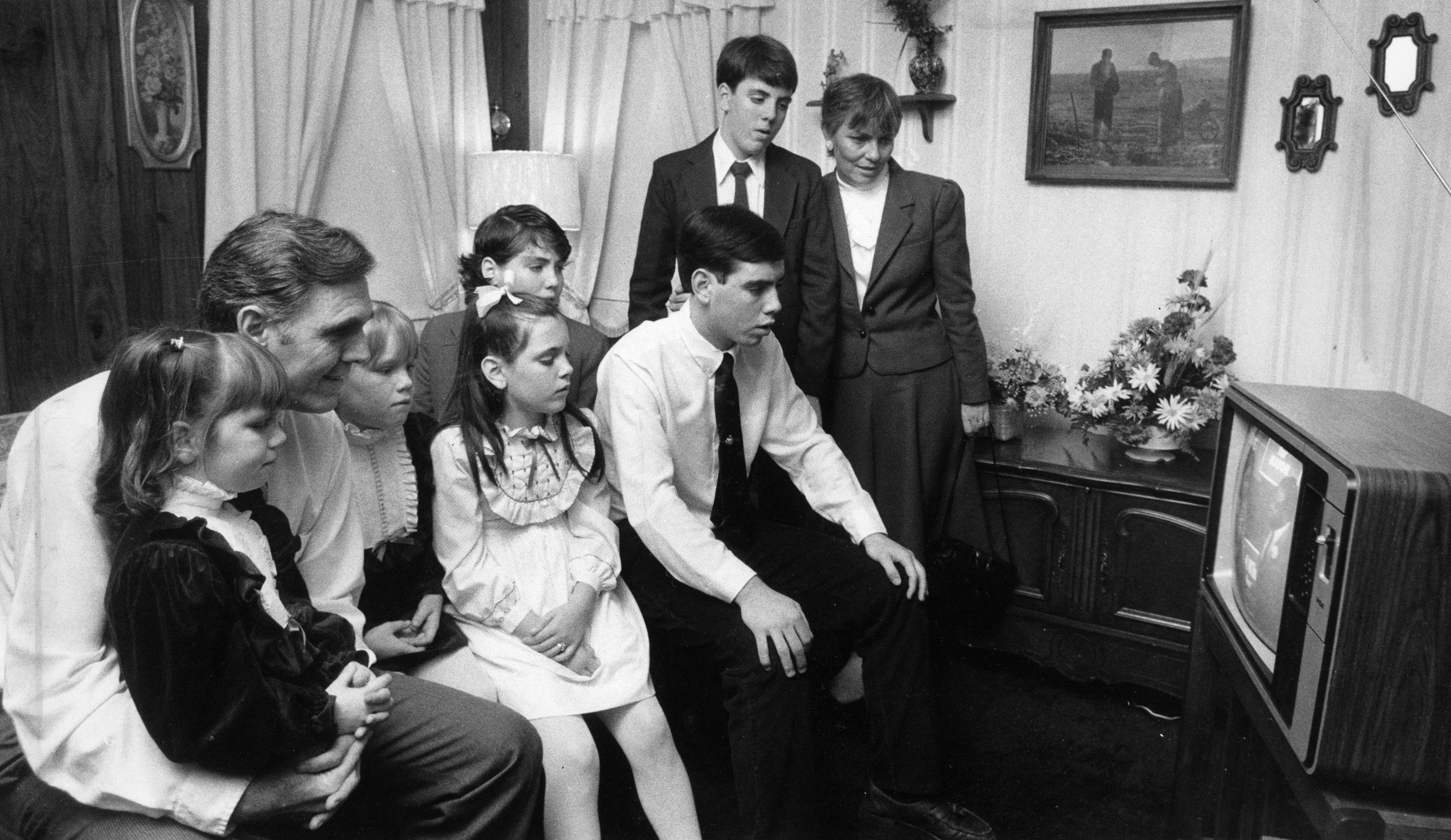 Family watching television