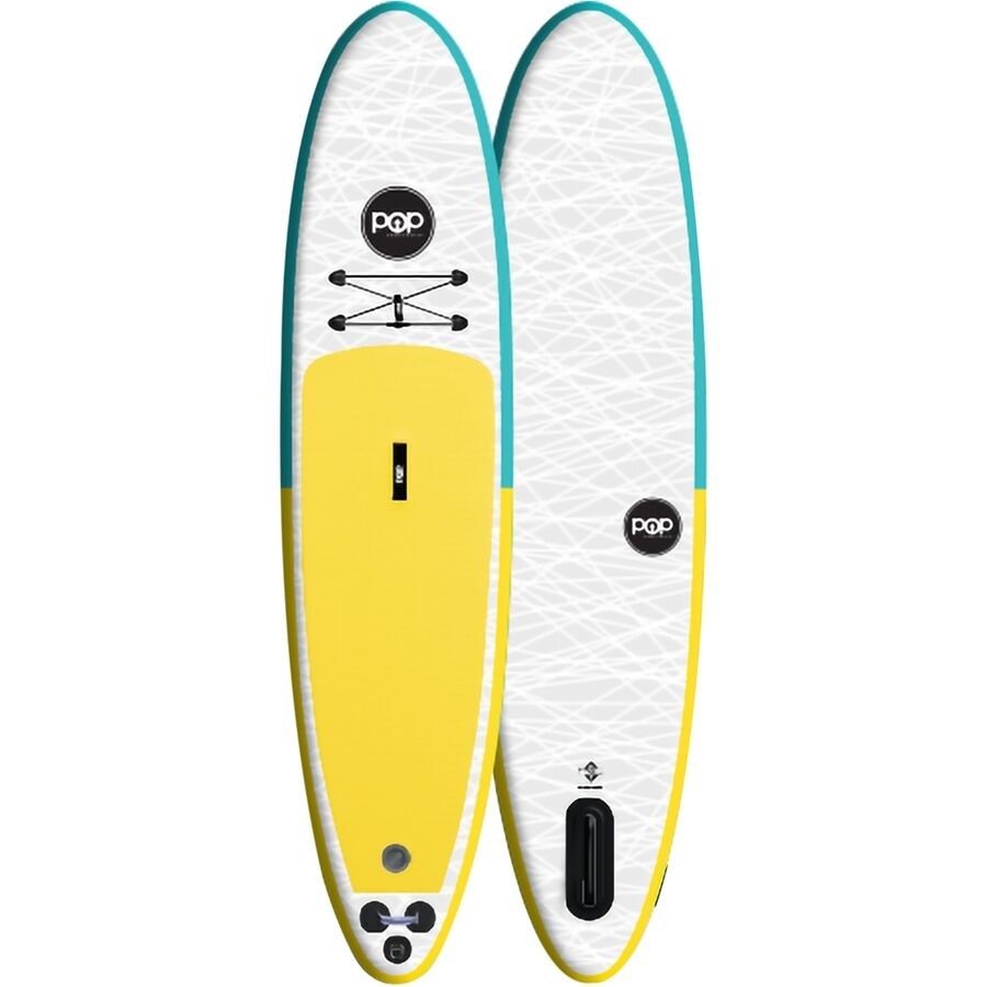 Front and back of multi-colored paddle board 