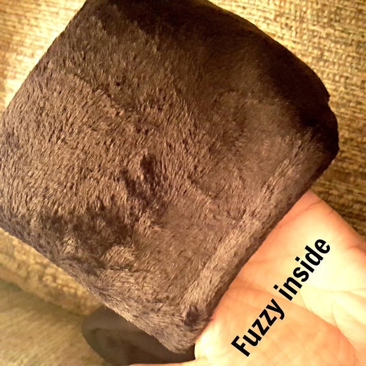 Reviewer image of the fuzzy inside of the leggings