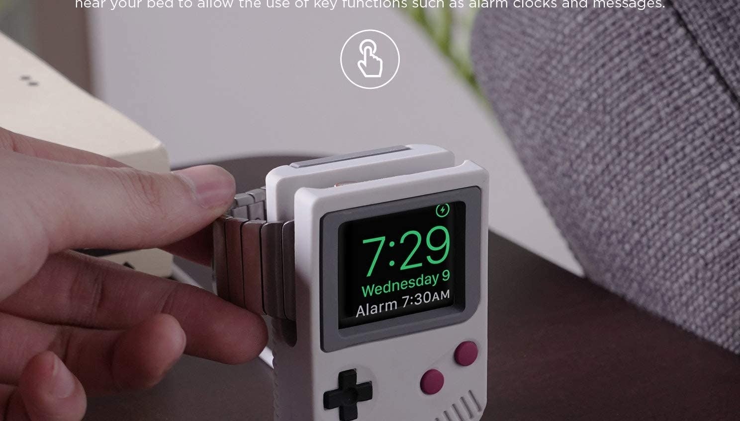 The Apple Watch stand designed to look like the old Game Boy