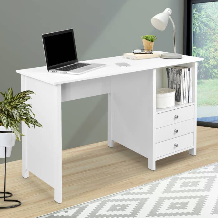 A white desk in a home office