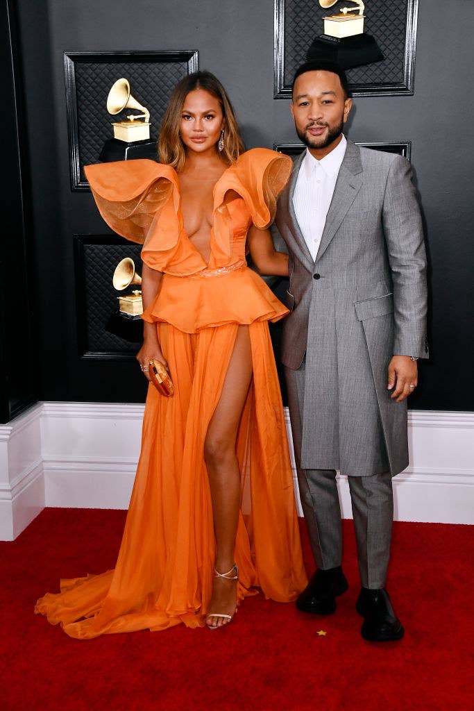 Chrissy and John on the red carpet at the 2020 Grammy&#x27;s
