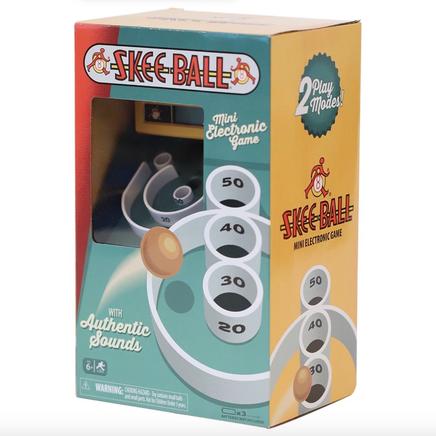 The retro game of skee ball in a green and yellow package