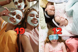 Girls wearing face masks and girls sleeping at a sleepover