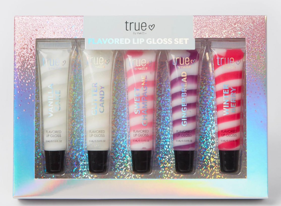 The Lipglosses in glittery packaging