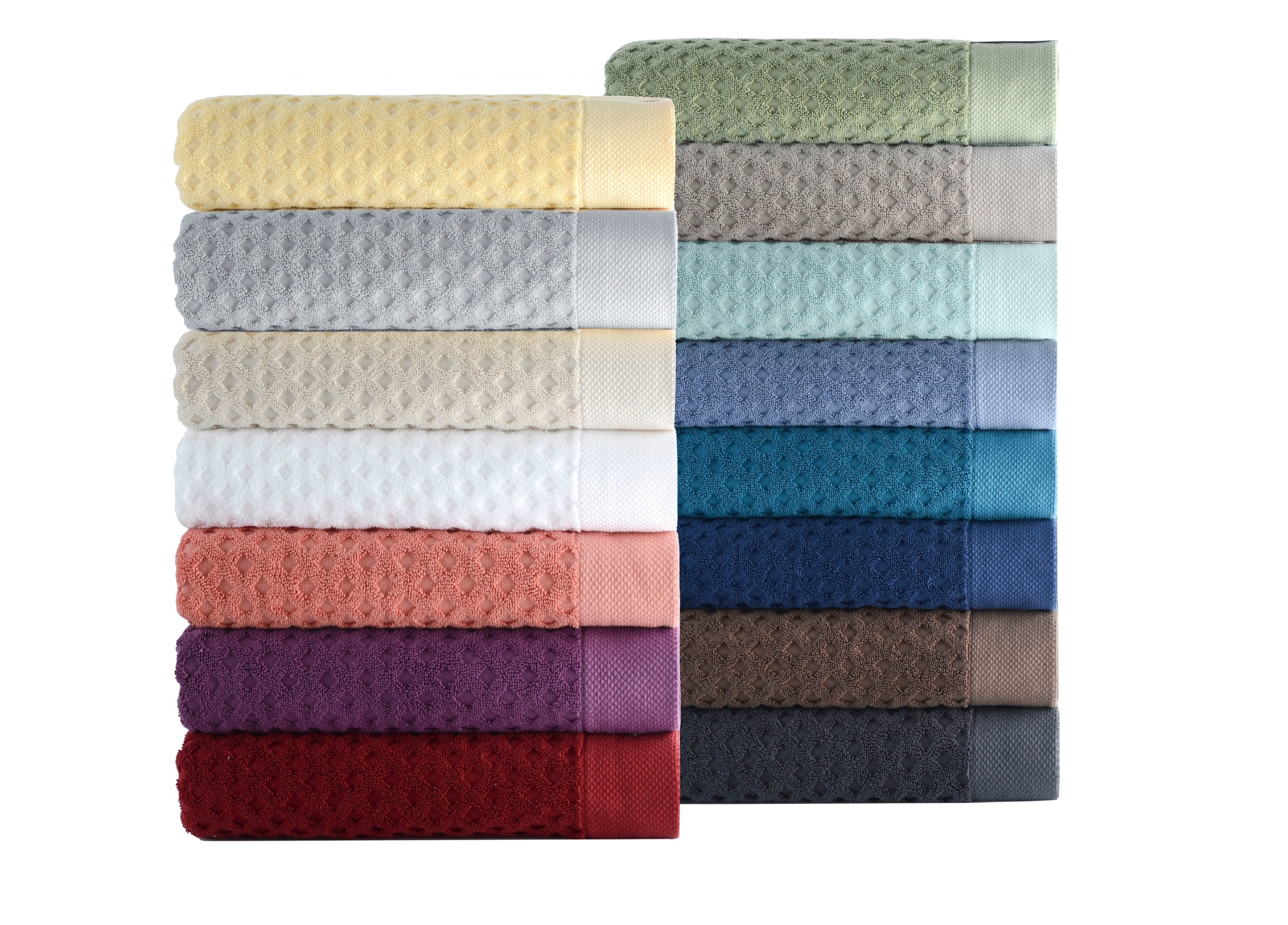 A rainbow of stacked bath towels