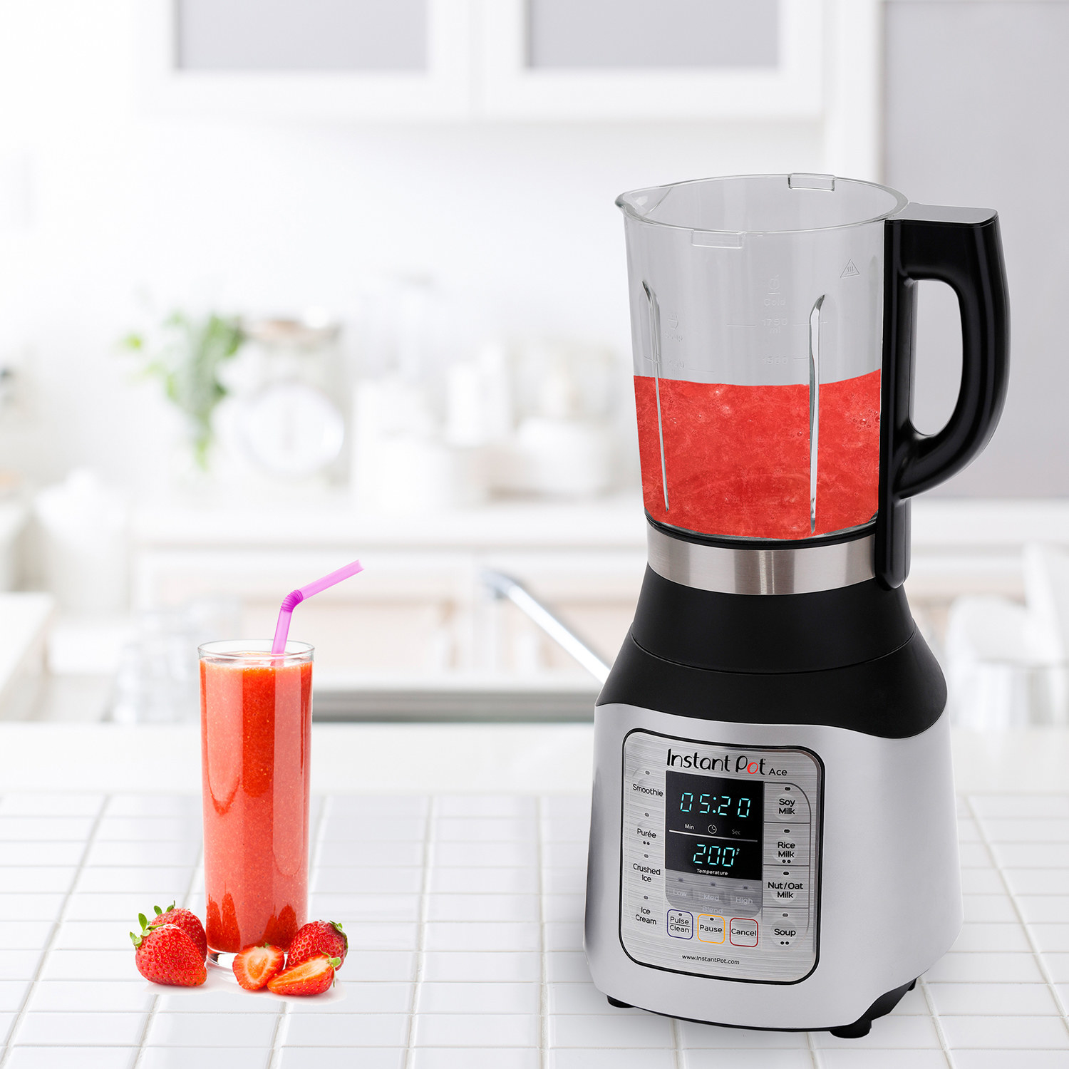 The blender, which has buttons for all settings in the base