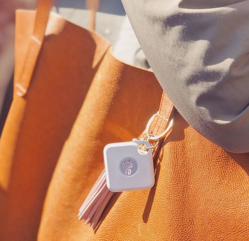 the white tile on a purse