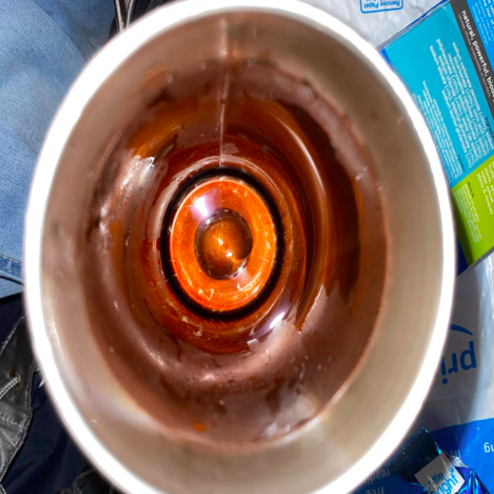 The insider of a reviewer's water bottle looking rusty and dirty