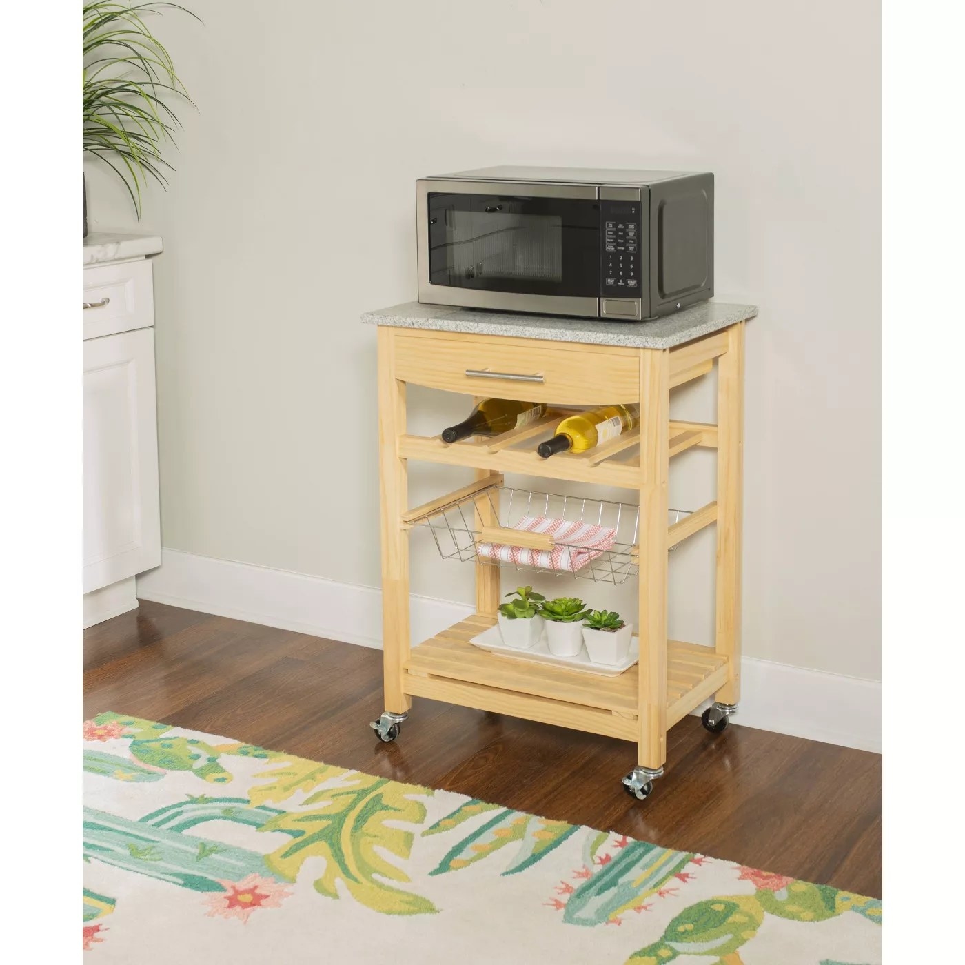 microwave cart with storage target
