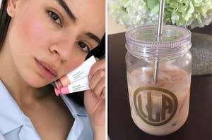 Glossier Cloud Paint and iced coffee
