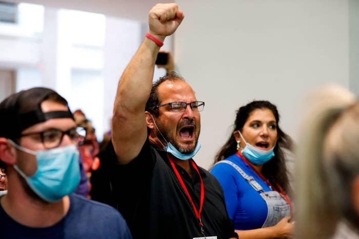 A man yelling