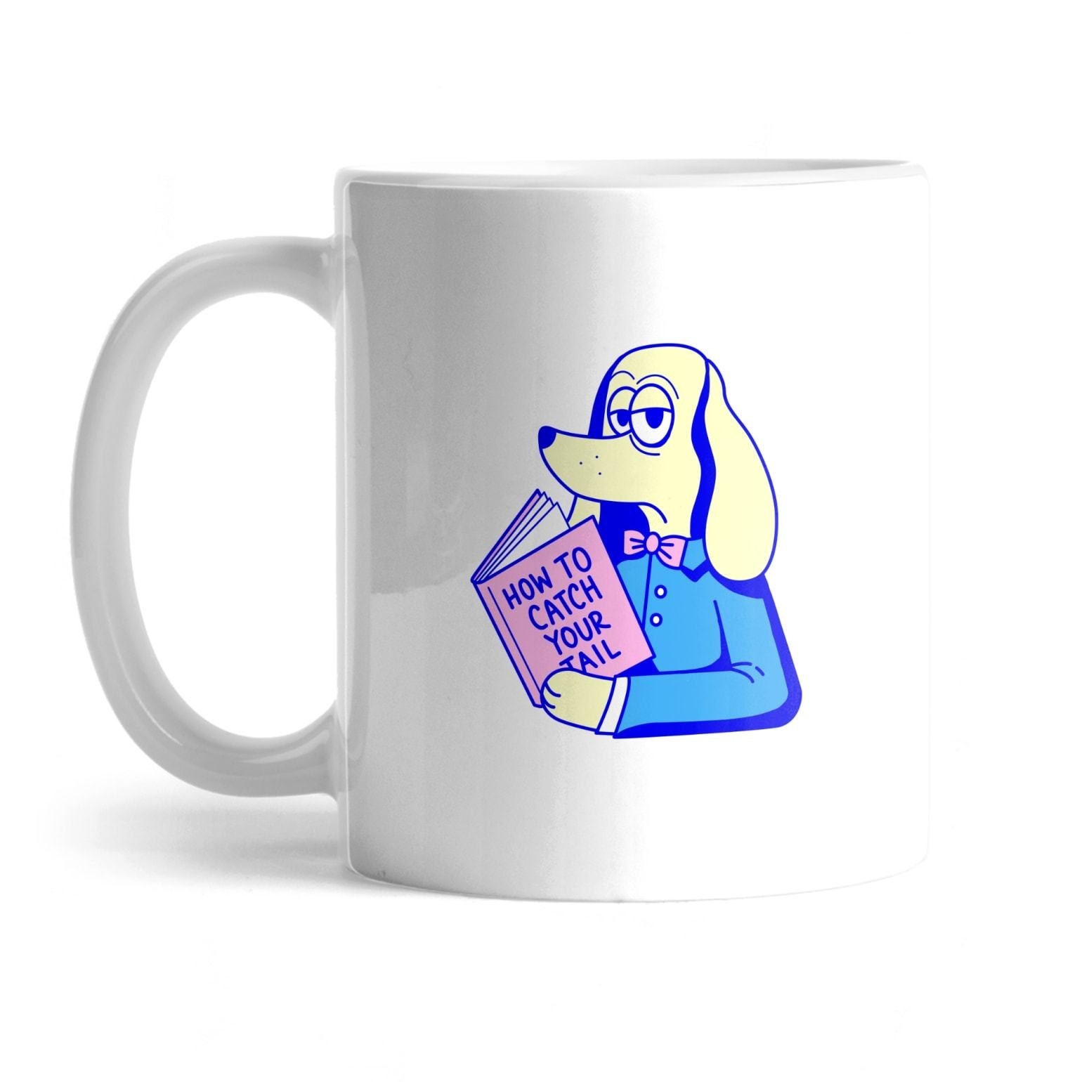 The "how to catch your tail" dog day mug
