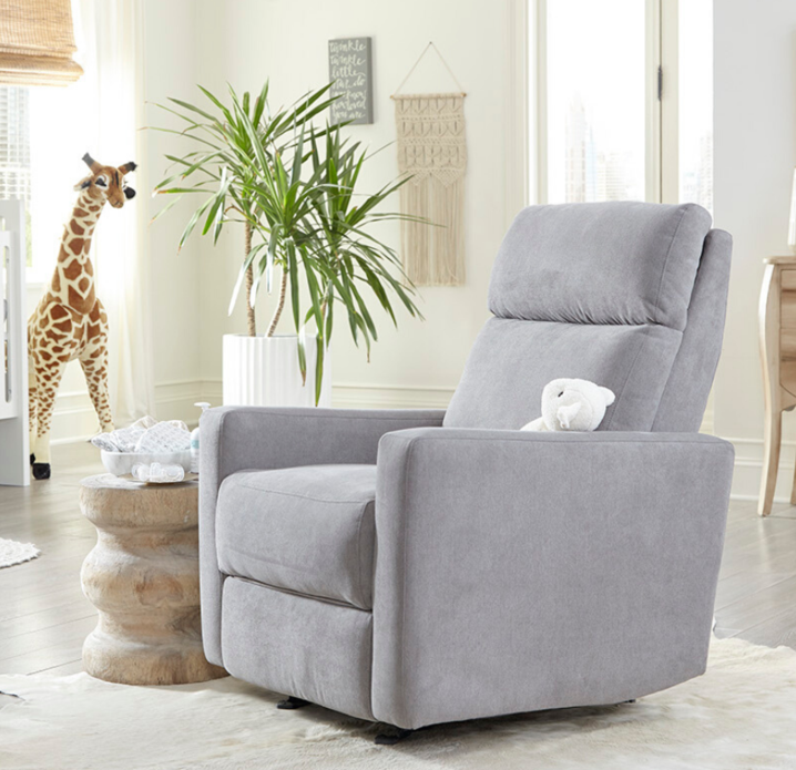 Gray plush glider chair 