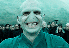 Gif of Voldemort laughing. 