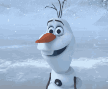 Olaf the snowman happily pulling his head off and back on 